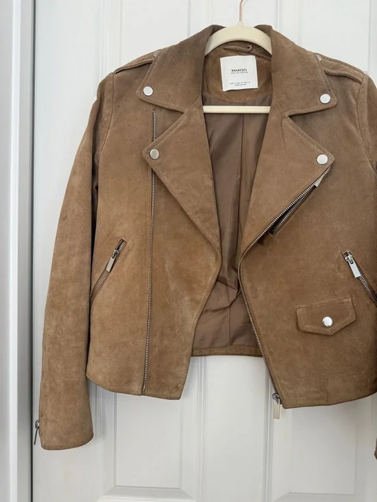 Mango Suede Biker Jacket in Camel - Picture 7 of 13